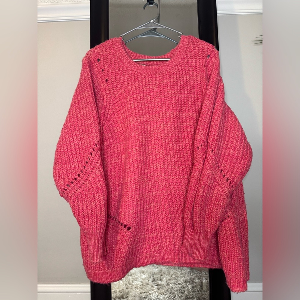 LOFT Vibrant Pink Crew Neck Sweater